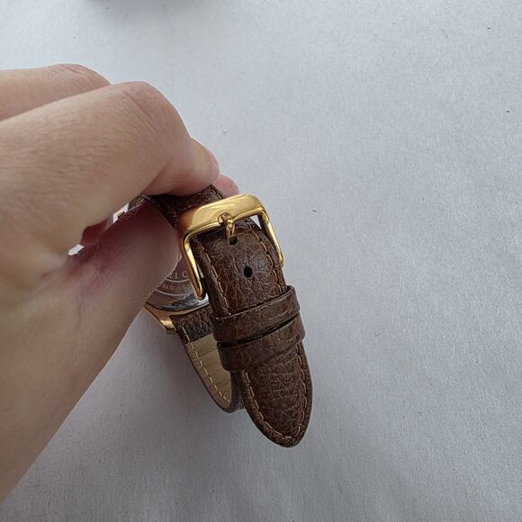 Bronzo Italia Black Spinel Stone Dial Bronze Yellow Gold Watch Leather Band New main image 5